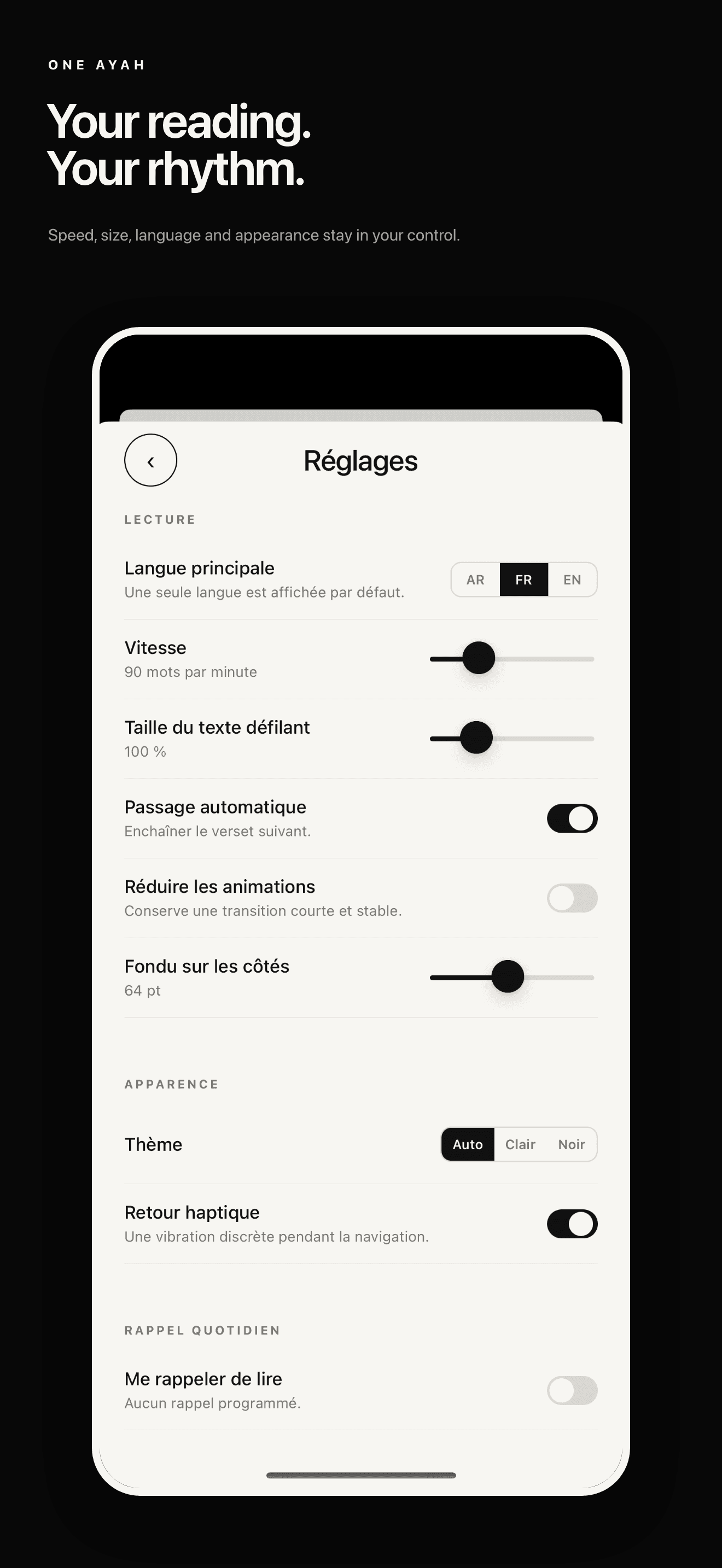 Customizable app settings